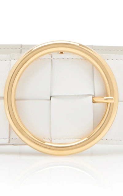 Shop Bottega Veneta Intrecciato Leather Belt In White