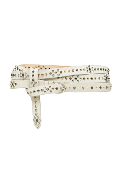 Shop Isabel Marant Djelvis Studded Leather Belt In White