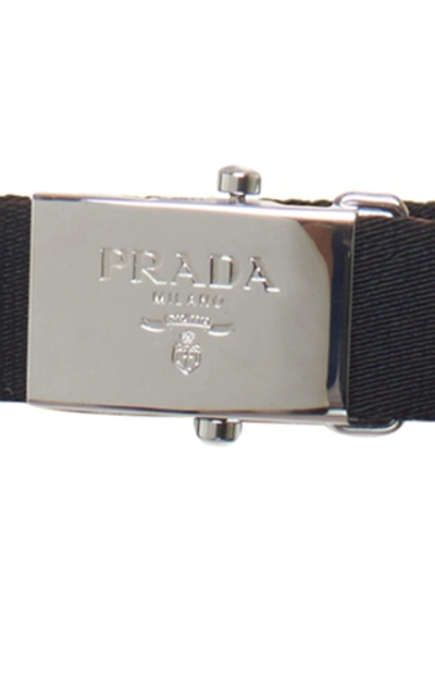 Shop Prada Logo-embellished Canvas Belt In Black