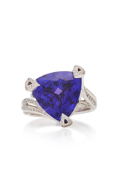 Shop Akillis 18k Gold, Tanzanite And Diamond Ring In Blue