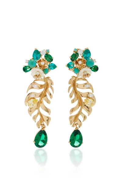 Shop Anabela Chan M'o Exclusive Emerald Palm Earrings  In Green