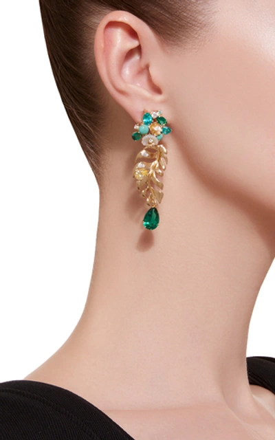 Shop Anabela Chan M'o Exclusive Emerald Palm Earrings  In Green