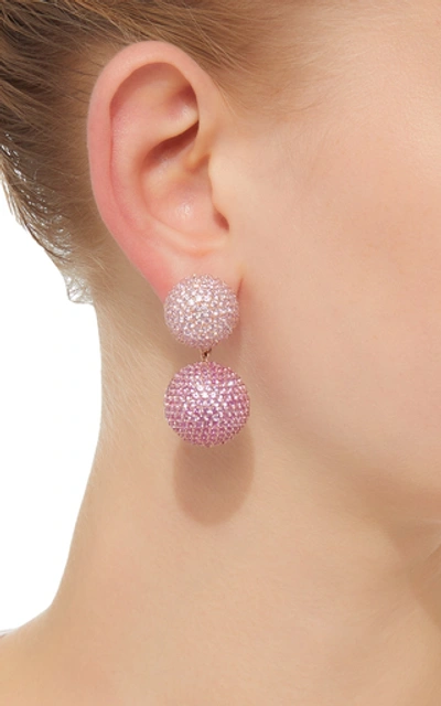 Shop Anabela Chan Rose Sapphire 18k Gold Drop Earrings In Pink