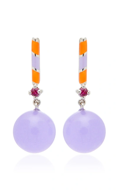 Shop Alice Cicolini Memphis Candy Bar 14k White Gold, Sapphire And Jade Ear In Purple