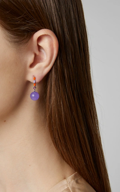 Shop Alice Cicolini Memphis Candy Bar 14k White Gold, Sapphire And Jade Ear In Purple