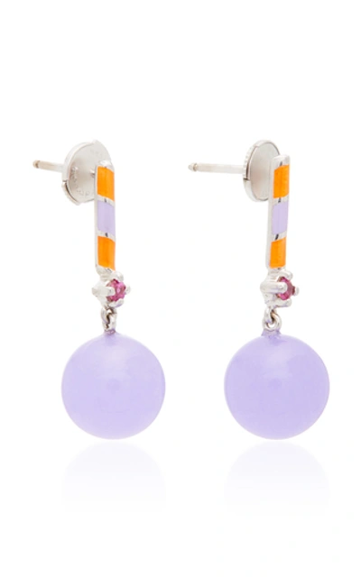 Shop Alice Cicolini Memphis Candy Bar 14k White Gold, Sapphire And Jade Ear In Purple