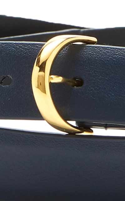 Shop Khaite Brooke Gold-tone Textured-leather Belt In Navy