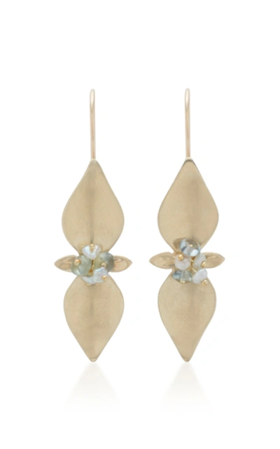 Shop Annette Ferdinandsen Mint 14k Gold And Pearl Drop Earrings
