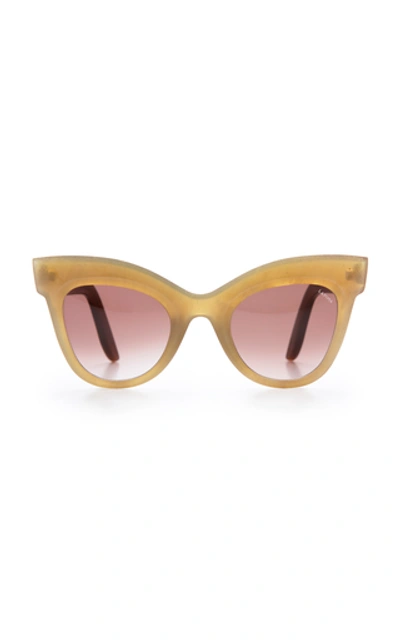 Shop Lapima Exclusive Helena Cat-eye Horn Sunglasses In Brown