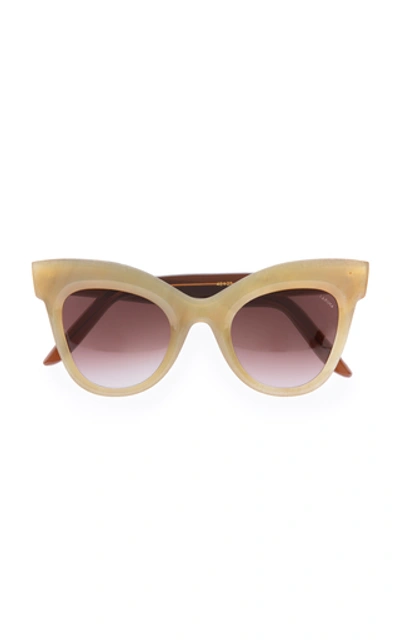 Shop Lapima Exclusive Helena Cat-eye Horn Sunglasses In Brown