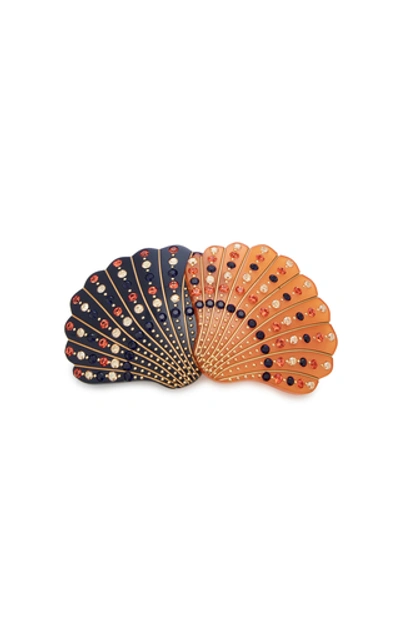 Shop Mc Davidian Two-tone Crystal-embellished Acetate Hairclip In Multi