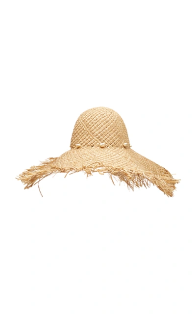 Shop Avenue Fitzgerald Frayed Straw Hat In Neutral