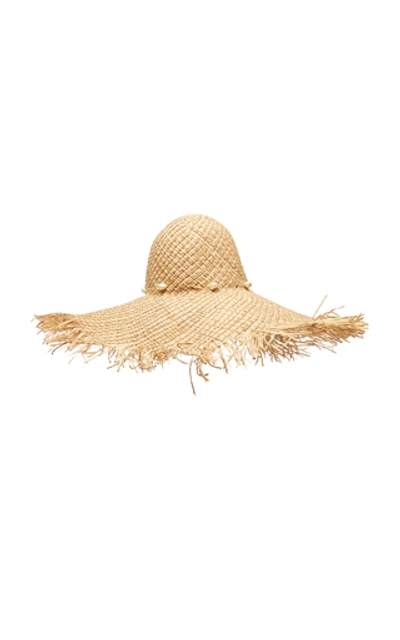 Shop Avenue Fitzgerald Frayed Straw Hat In Neutral