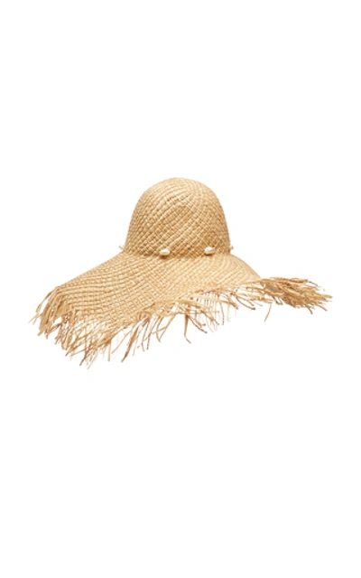 Shop Avenue Fitzgerald Frayed Straw Hat In Neutral