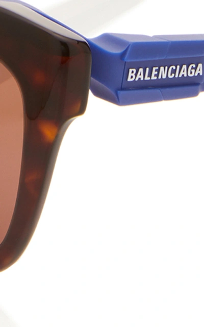 Shop Balenciaga Hybrid Acetate Oversized Square-frame Sunglaess In Brown