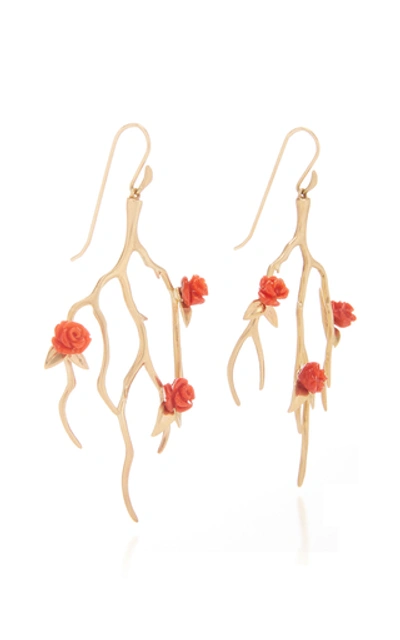 Shop Annette Ferdinandsen Coral Rose Garden Earring In Red