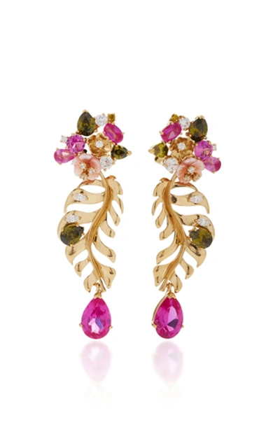 Shop Anabela Chan Fuchsia Palm Earrings In Pink