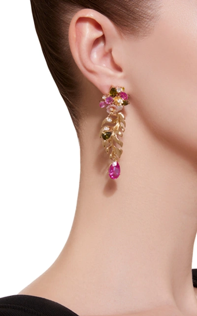 Shop Anabela Chan Fuchsia Palm Earrings In Pink