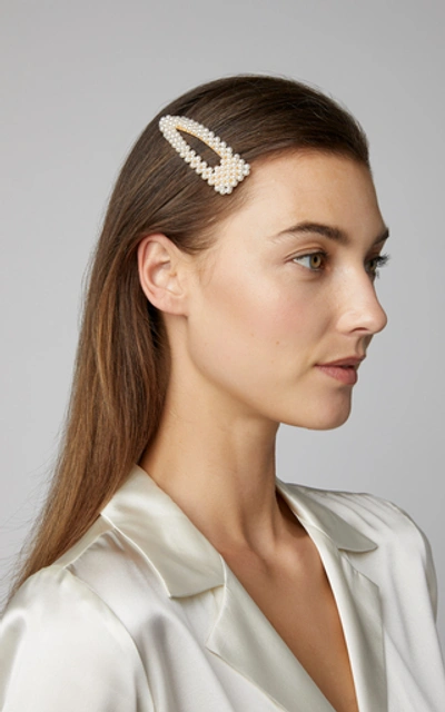 Shop Jennifer Behr Wendy Faux Pearl-embellished Hair Clip In Ivory