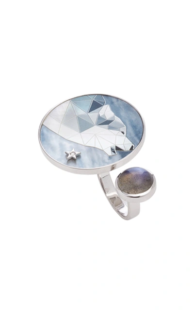 Shop Anna Maccieri Rossi Wolf At The Moon Ring In White