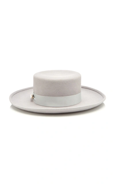 Shop Federica Moretti Wide-brimmed Felt Top Hat In Grey