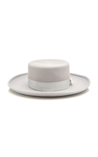 Shop Federica Moretti Wide-brimmed Felt Top Hat In Grey