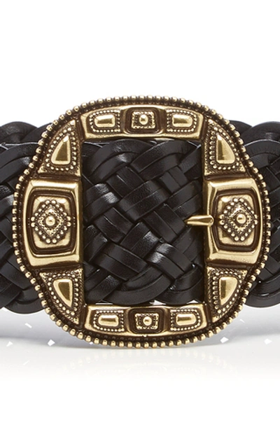 Shop Etro Woven Leather Waist Belt In Black