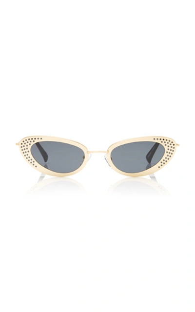 Shop Le Specs The Royale Metal Cat-eye Sunglasses In Black