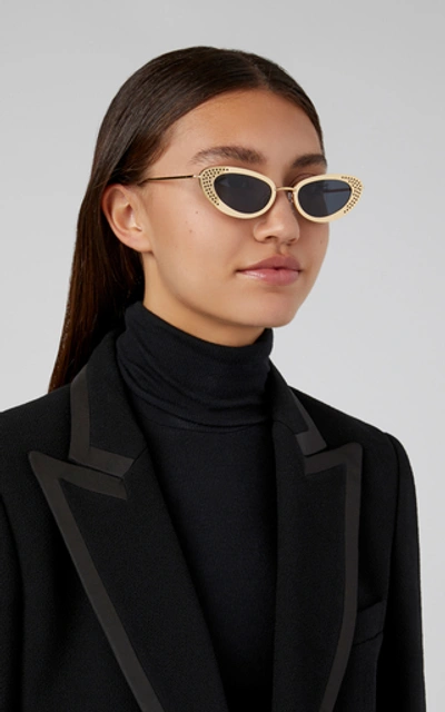 Shop Le Specs The Royale Metal Cat-eye Sunglasses In Black