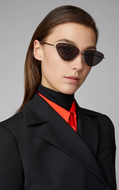 Shop Balenciaga Cat-eye Metal Sunglasses In Black