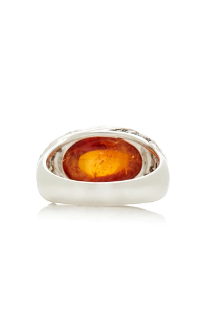 Shop Amrapali 14k White Gold, Spessartite And Diamond Ring In Brown