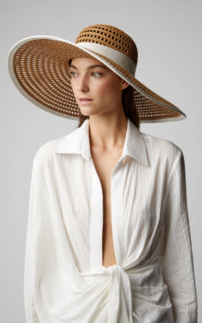 Shop Eugenia Kim Sunny Ribbon-trimmed Crocheted Sunhat In Neutral