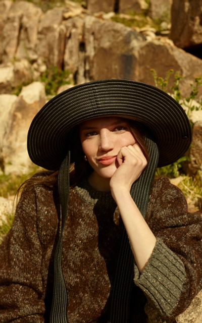 Shop Ganni Logo-patch Leather Bucket Hat In Black