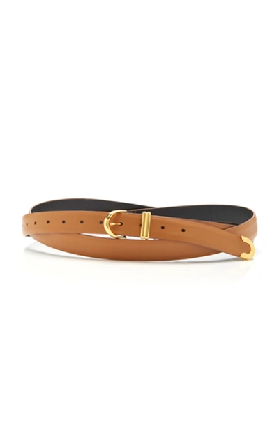 Shop Khaite Brooke Gold-tone Textured-leather Belt In Brown