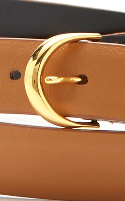 Shop Khaite Brooke Gold-tone Textured-leather Belt In Brown