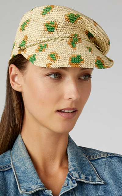 Shop Sensi Studio Exclusive Leopard-print Straw Cap In Neutral