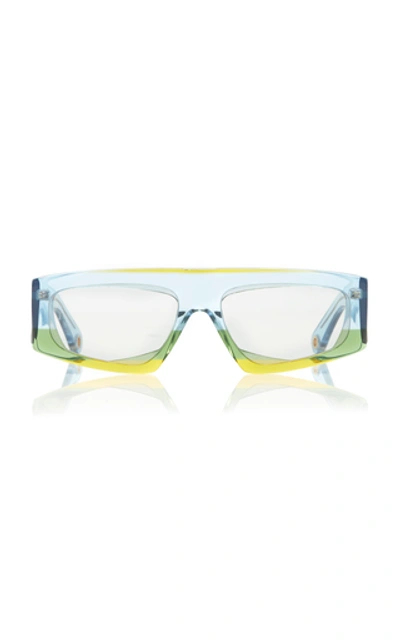 Shop Jacquemus Yauco Square-frame Acetate Sunglasses In Blue