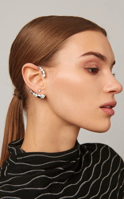 Shop Akillis Python 18k Gold Diamond Ear Cuff In White