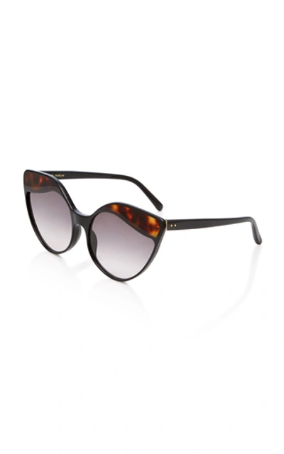 Shop Linda Farrow Cat-eye Acetate Sunglasses In Grey