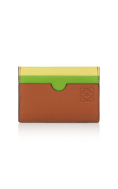Shop Loewe Multicolored Leather Card Holder In Brown