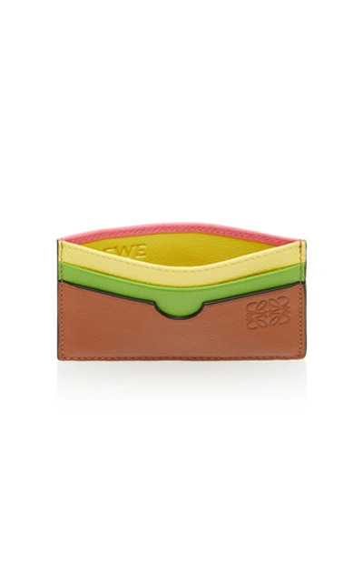 Shop Loewe Multicolored Leather Card Holder In Brown