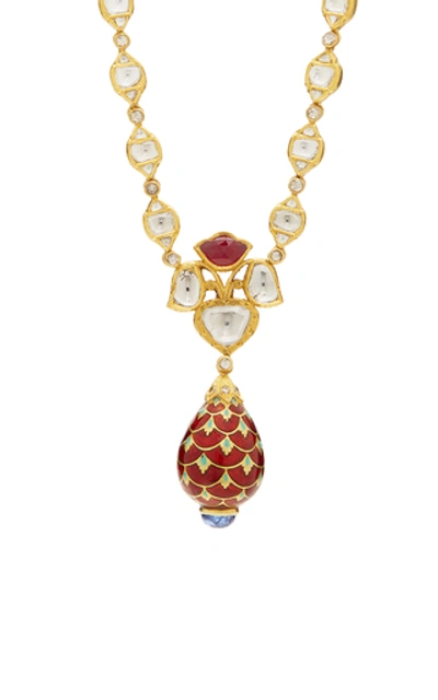 Shop Amrapali Ruby Necklace In Gold
