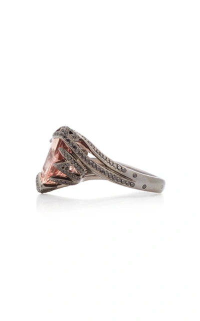 Shop Akillis Rhodium-plated 18k Gold, Morganite And Diamond Ring In Pink