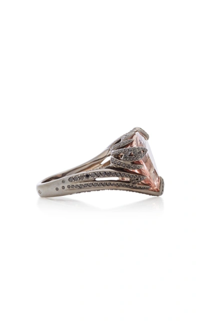 Shop Akillis Rhodium-plated 18k Gold, Morganite And Diamond Ring In Pink
