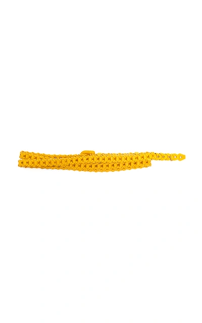 Shop Jacquemus Le Tressee Braided Leather Belt In Yellow