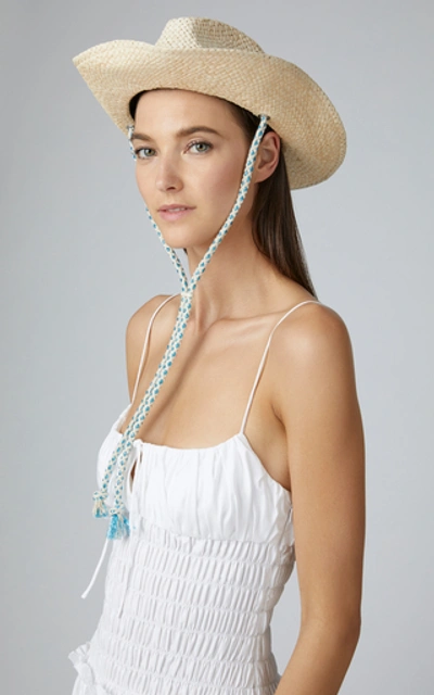 Shop Maison Michel Austin Cord-trimmed Straw Hat In Neutral