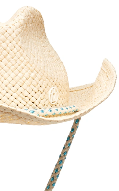 Shop Maison Michel Austin Cord-trimmed Straw Hat In Neutral