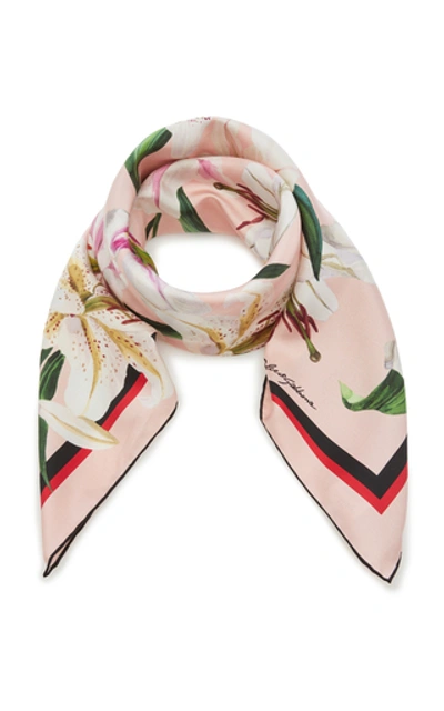 Shop Dolce & Gabbana Floral-print Silk-twill Scarf In Pink