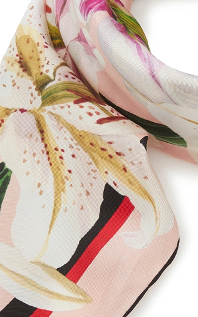 Shop Dolce & Gabbana Floral-print Silk-twill Scarf In Pink