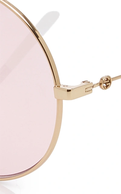 Shop Gucci Glasant Oversized Metal Round Sunglasses In Pink